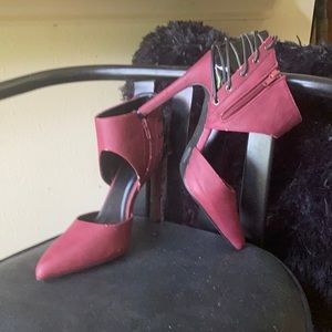 Burgundy pointy toe heels